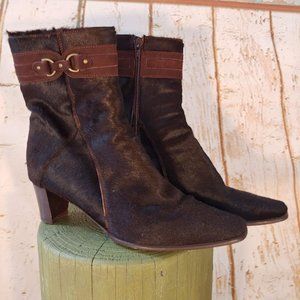Prialpas Gomma Vintage Italy calf hair ankle boot w buckle/size 38 1/2 /brown
